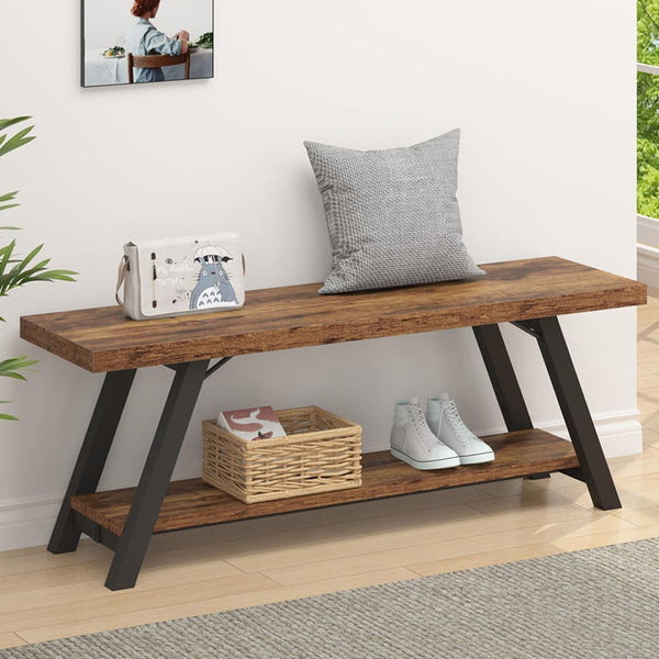 Rustic Entryway Bench with Shoe Storage
