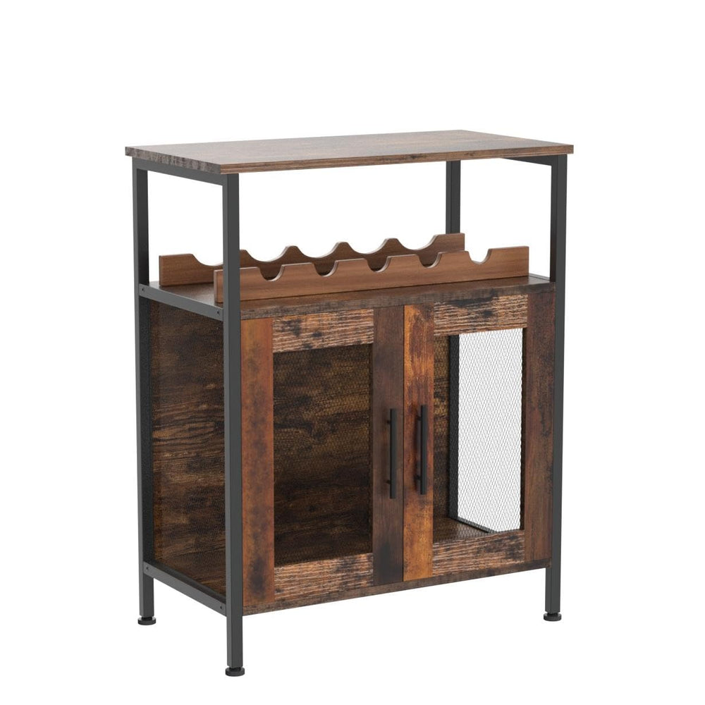 Wine Bar Cabinet with Glass Holder & Mesh Door