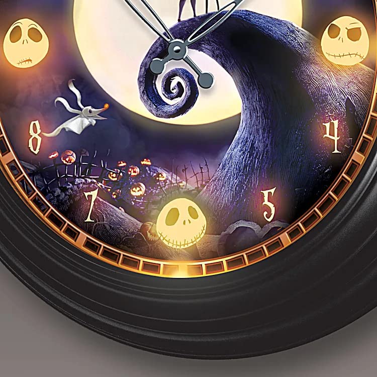Nightmare Before Christmas Illuminated Atomic Wall Clock – Black Metal, Outdoor