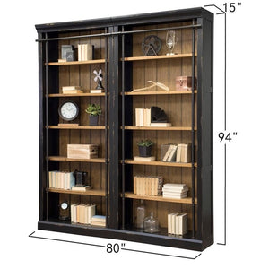 8ft Tall Wood Bookcase Wall with Ladder