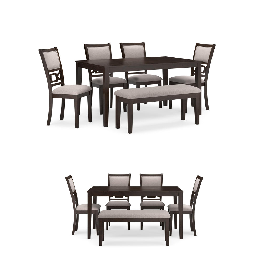 6-Piece Upholstered Dining Table Set with Bench