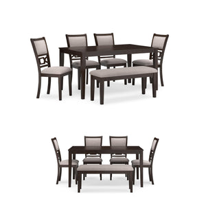 6-Piece Upholstered Dining Table Set with Bench