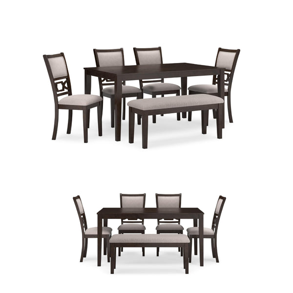 6-Piece Upholstered Dining Table Set with Bench