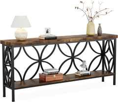 70.9" Industrial Console Table with Storage Shelves