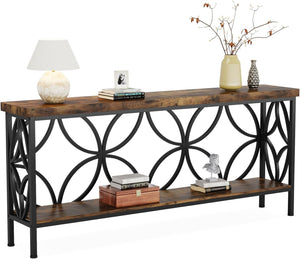 70.9" Industrial Console Table with Storage Shelves
