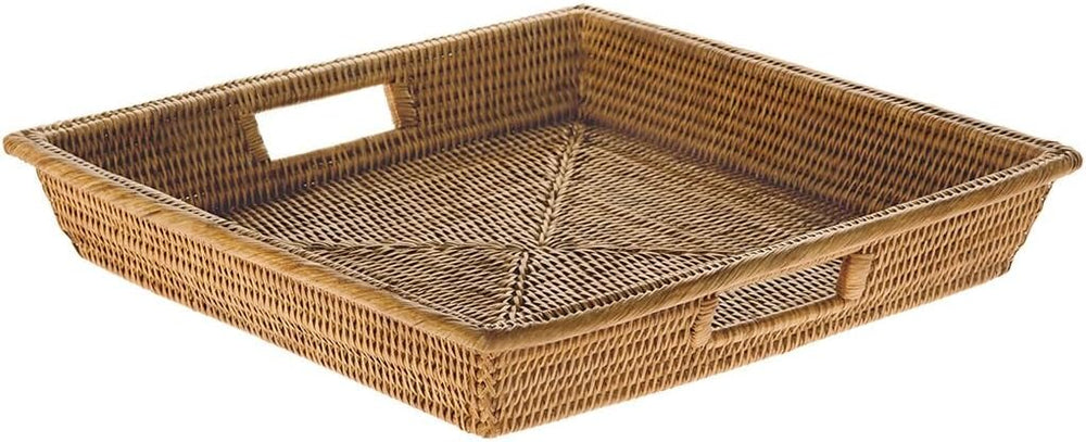 Rattan Square Serving Tray with Handles