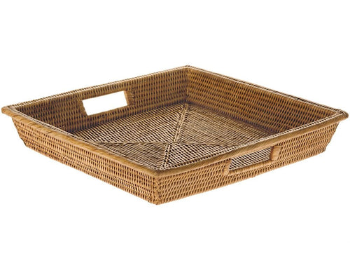 Rattan Square Serving Tray with Handles