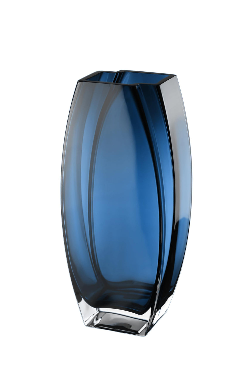Blue Teal Glass Vase 10.25" Tall Oblong Decorative Flower Vase