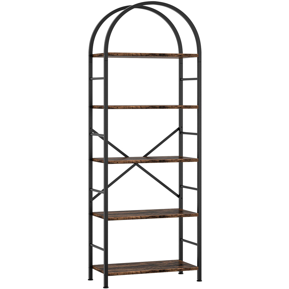 5-Tier Arched Bookshelf with Metal Frame