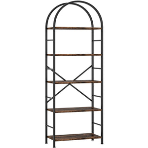 5-Tier Arched Bookshelf with Metal Frame