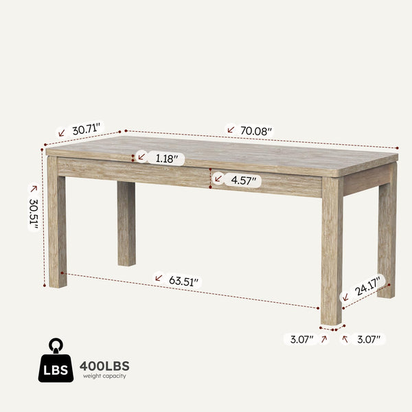 Farmhouse Dining Table 70" | Seats 4–6