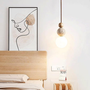 Stone & Glass Pendant Light – G9 Hanging Ceiling Lamp