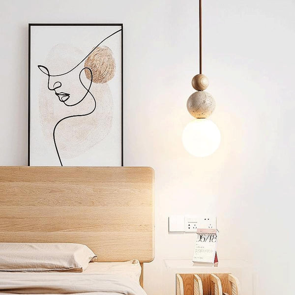 Stone & Glass Pendant Light – G9 Hanging Ceiling Lamp