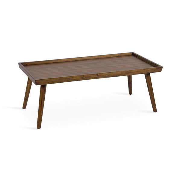 Mid-Century Wood Coffee Table with Tapered Legs & Adjustable Feet