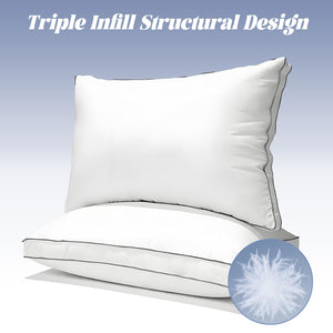 Goose Feather Down Bed Pillows – Pack of 2
