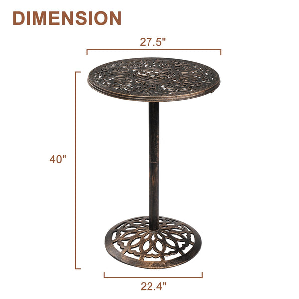 Round Outdoor Bar Table – Cast Aluminum Patio Pub Table
