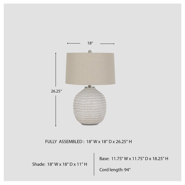 Round Textured Ceramic Table Lamp – Beige