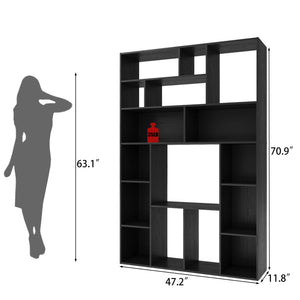 6-Shelf Open Bookcase, 71" H Freestanding Display Storage