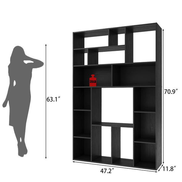 6-Shelf Open Bookcase, 71" H Freestanding Display Storage