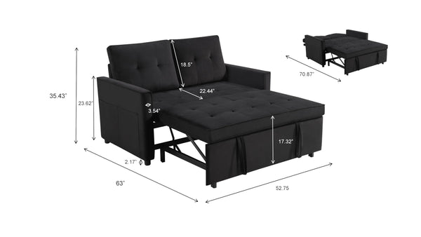 Convertible Sleeper Sofa Futon with Adjustable Backrest