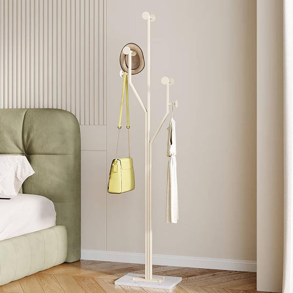 Tree-Shaped Metal Coat Rack with Marble Base – 8 Hooks, 68.9" Tall