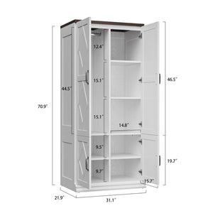 Freestanding Wardrobe Closet with Doors & Hanging Rod