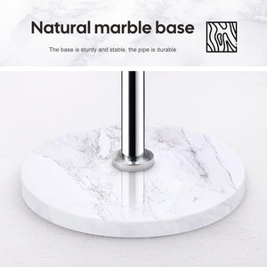 Freestanding Coat Rack with Marble Base & 8 Hooks — Silver