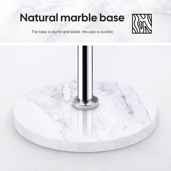 Freestanding Coat Rack with Marble Base & 8 Hooks — Silver