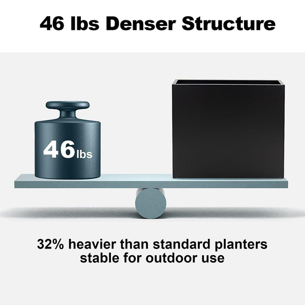 Metal Rectangular Planter Box — Tall Outdoor Flower Pot with Drainage