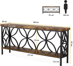 70.9" Industrial Console Table with Storage Shelves