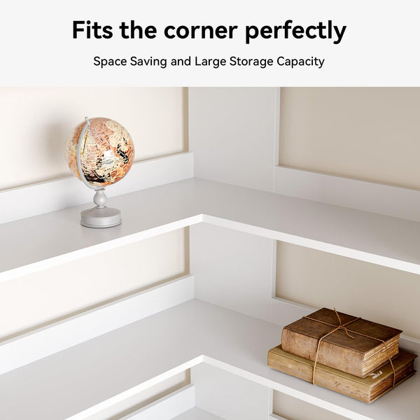 L-Shaped Corner Bookshelf, 6-Tier
