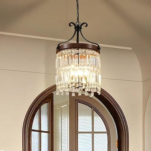 Small Crystal Chandelier 3-Light Farmhouse Pendant