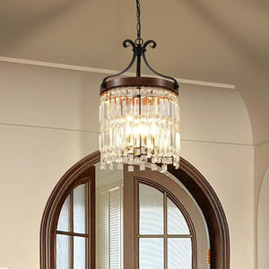 Small Crystal Chandelier 3-Light Farmhouse Pendant