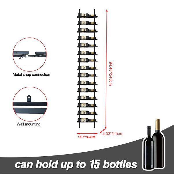 Wall Mounted Metal Wine Rack with Horizontal Bottle Storage