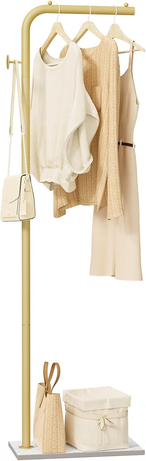 L-Shaped Metal Coat Rack with Rock Base
