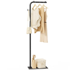 L-Shaped Metal Coat Rack with Rock Base