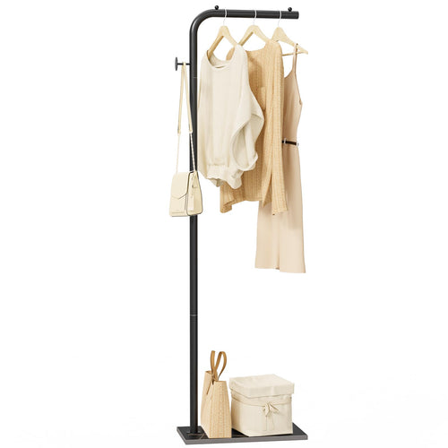 L-Shaped Metal Coat Rack with Rock Base