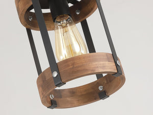 Rustic Farmhouse Wood & Metal Pendant Light Fixture