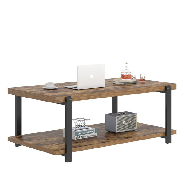 Modern Rectangle Coffee Table with 2-Tier Storage
