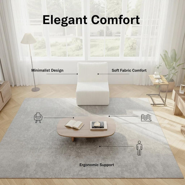 L-Shaped Sectional Sofa with Deep Seat – Corduroy, No Assembly