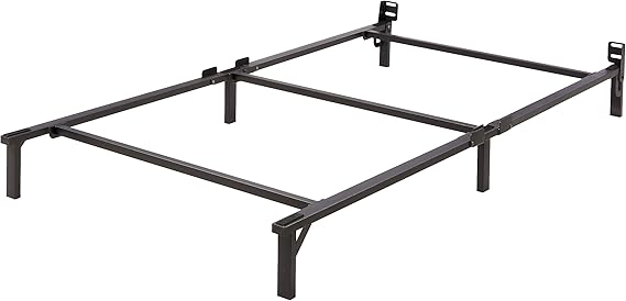 Amazon Basics Metal Bed Frame, 9-Leg Support Base for Box Spring and Mattress, Queen Size, Tool-Free Easy Assembly, 79.5" L x 59.5" W x 7" H, Black