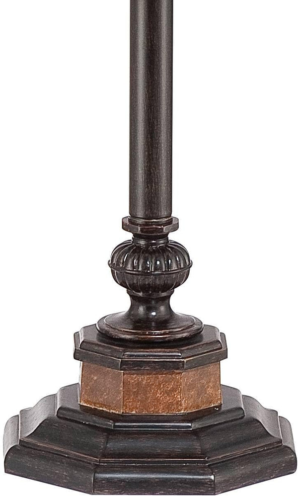 Industrial Vintage Floor Lamp 63.5" Bronze with Linen Bell Shade