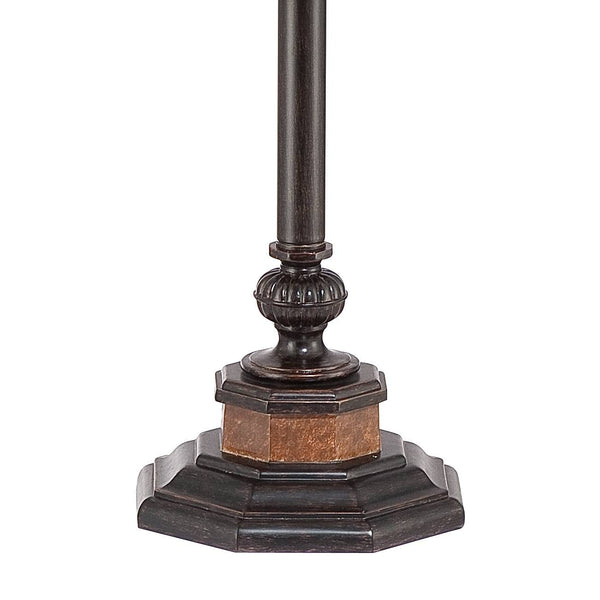 Industrial Vintage Floor Lamp 63.5" Bronze with Linen Bell Shade