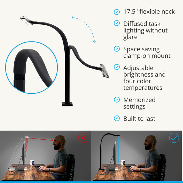 Sliding Flex Clamp LED Desk Lamp