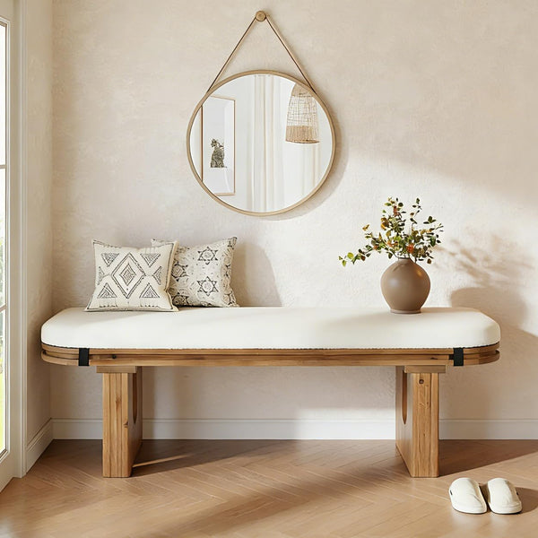 Solid Wood Upholstered Bench 47"