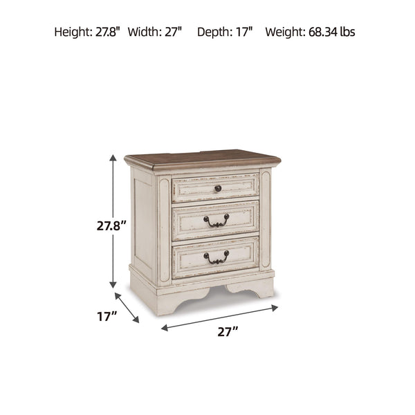 Chipped White Nightstand with Drawers & USB Charging