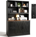 72" Tall Bookshelf with Power Outlet & File Cabinet