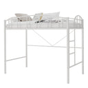 Twin Size Metal Loft Bed with Staircase & Arched Guardrail