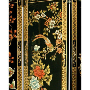 Red Lantern Hand Crafted Artisanal 6 ft. Tall Four Seasons Flowers Screen