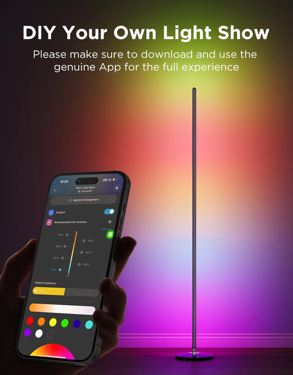 RGBIC Smart LED Floor Lamp with Music Sync, 1000lm